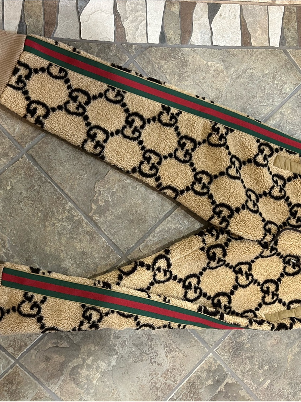 Men's Gucci GG jacquard wool blend fleece jogging pants size XL made in Italy - Picture 4 of 14